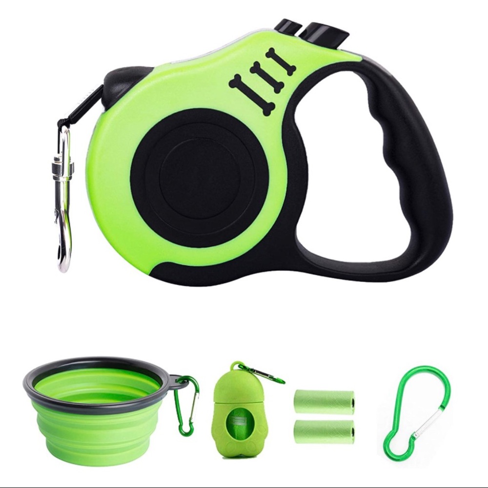 Retractable Dog Leash Bundle ~ Bowl | Waste Bags +